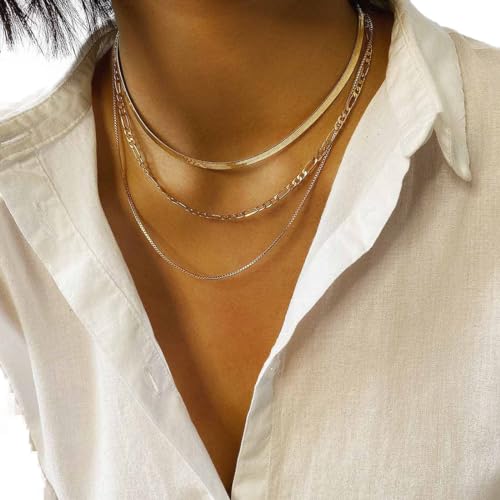 Prosy geschichtete Schlangenkette Chokerhalsketten Gold minimalistische Halskette Schmuck einstellbar für Frauen und Mädchen von Prosy