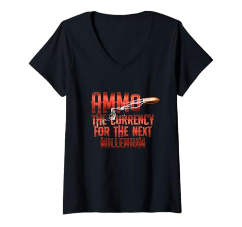 Damen Survive Zitat Munition The Currency of The Next Millenium T-Shirt mit V-Ausschnitt Damen Survive Zitat Munition The Currency of The Next Millenium T-Shirt mit V-Ausschnitt von Protect Family Prepping