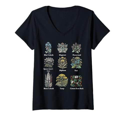 Damen Subtile Pro-Choice Pro-Choice Kräuterpflanze für Frauenrechte T-Shirt mit V-Ausschnitt von Protect Women Rights Pro Choice