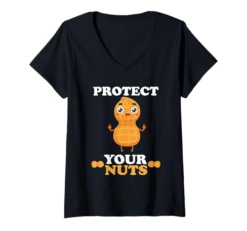 Damen Protect Your Nuts Fan Lustiges Erdnuss-Wortspiel, süßer Kawaii-Nussliebhaber T-Shirt mit V-Ausschnitt Damen Protect Your Nuts Fan Lustiges Erdnuss-Wortspiel, süßer Kawaii-Nussliebhaber T-Shirt mit V-Ausschnitt von Protect Your Nuts Funny Nut Kawaii Peanut Lover