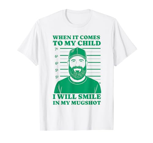Wenn es um Mein Kind geht, werde ich in Meinem Mugshot-Vater lächeln T-Shirt Wenn es um Mein Kind geht, werde ich in Meinem Mugshot-Vater lächeln T-Shirt von Protective Dad Fatherhood Humor Mugshot