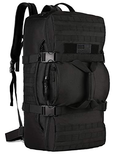 Protector Plus Taktischer Reiserucksack, 60 l, Militär, MOLLE-Reisetasche, Gepäck, Koffer, Wandern, Camping, Outdoor Rucksack (Regenabdeckung und Patch enthalten), schwarz von Protector Plus