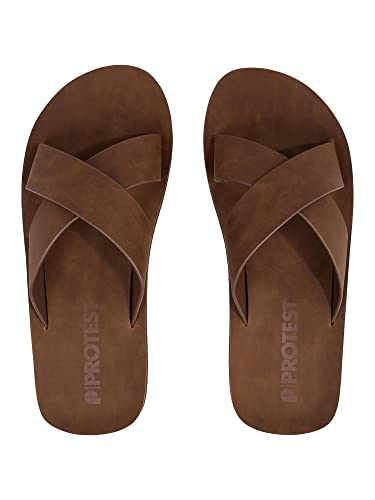 Protest M Prtcoron Slaps Braun - Stylische bequeme Herren Sandalen, Größe EU 42-UK 8 - Farbe Coconut von Protest