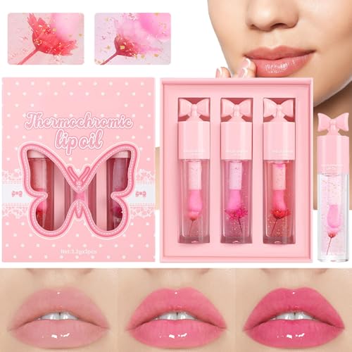 Protoence Farbverändernder Lippenöl | Pflegendes Tönendes Lippenöl Mit Farbwechsel-Effekt | Glänzender Pflegender Lipgloss Für Frauen Mit Strahlendem Finish von Protoence