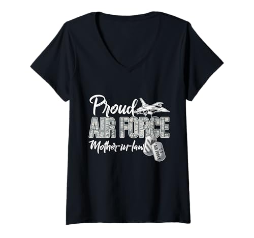 Damen Stolze Schwiegermutter der Air Force, Abschluss der USAF T-Shirt mit V-Ausschnitt von Proud Air Force Mother-In-Law Air Force