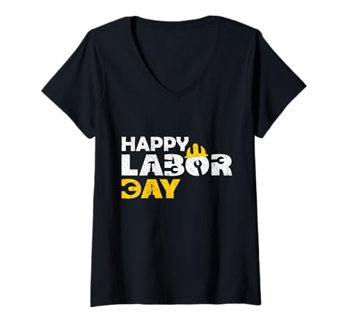 Damen Alles Gute zum Tag der Arbeit Patriotic US Worker Pride Bold Distressed T-Shirt mit V-Ausschnitt Damen Alles Gute zum Tag der Arbeit Patriotic US Worker Pride Bold Distressed T-Shirt mit V-Ausschnitt von Proud American Workers