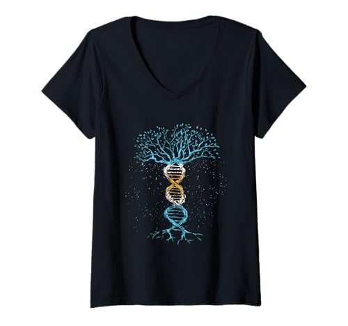 Damen DNA Tree Argentinien Argentinien Flagge Argentinien Stolz T-Shirt mit V-Ausschnitt von Proud Argentine Flag Argentinian Pride