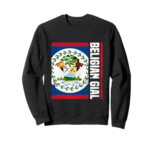 Belgisches Tor Belizische Mädchen Sweatshirt von Proud Belize Roots Flag Colors Blue Red White