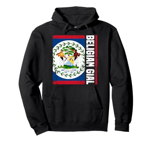 Belgisches Tor Belizische Mädchen Pullover Hoodie von Proud Belizean Heritage Belize Flag Blue Red White