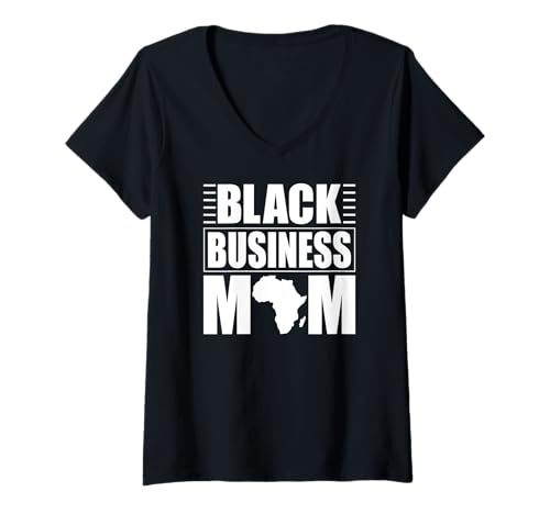 Damen Schwarze Geschäftsmutter Unternehmerin Schwarze Geschäftsinhaberin T-Shirt mit V-Ausschnitt Damen Schwarze Geschäftsmutter Unternehmerin Schwarze Geschäftsinhaberin T-Shirt mit V-Ausschnitt von Proud Black Business Owner Apparel