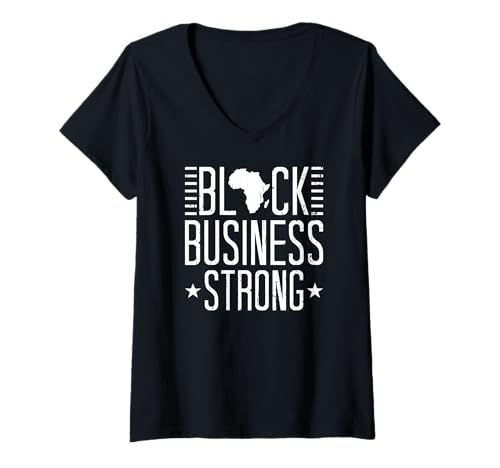 Damen Schwarzes Unternehmen Starker Geschäftsinhaber Unternehmer T-Shirt mit V-Ausschnitt von Proud Black Business Owner Apparel