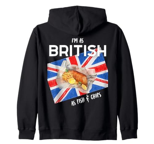 Ich Bin so britisch wie Fish & Chips Fun British Heritage Boy Girl Kapuzenjacke von Proud British Flag UK Family Group Mum Dad Sons