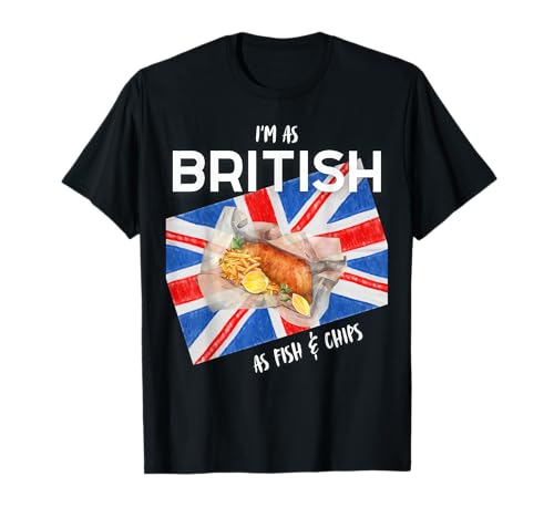 Ich Bin so britisch wie Fish & Chips Fun British Heritage Boy Girl T-Shirt von Proud British Flag UK Family Group Mum Dad Sons
