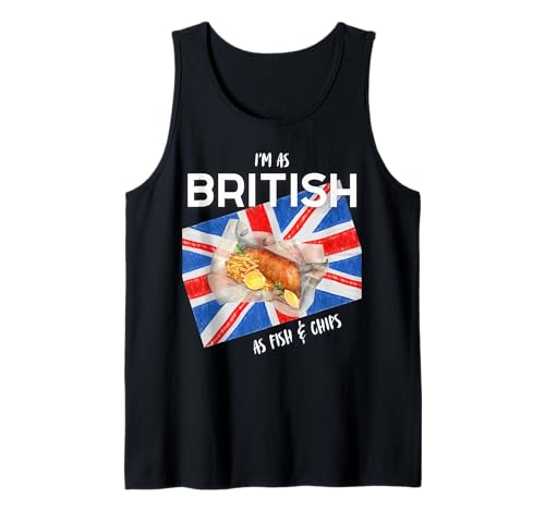 Ich Bin so britisch wie Fish & Chips Fun British Heritage Boy Girl Tank Top von Proud British Flag UK Family Group Mum Dad Sons