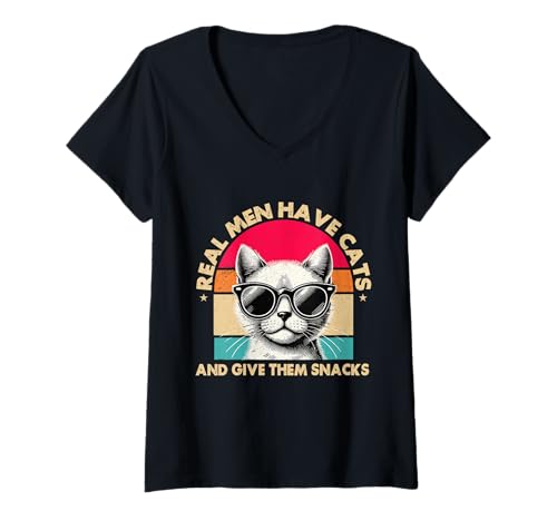 Damen Echte Männer haben Katzen und geben ihnen Snacks Katzenliebhaber Vater T-Shirt mit V-Ausschnitt Damen Echte Männer haben Katzen und geben ihnen Snacks Katzenliebhaber Vater T-Shirt mit V-Ausschnitt von Proud Cat Dad Loving Father Cat Owner Men Daddy