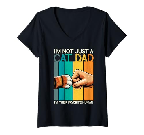 Damen Katze Papa Vater Katzenliebhaber Eltern Vatertag Papa Vaterschaft T-Shirt mit V-Ausschnitt Damen Katze Papa Vater Katzenliebhaber Eltern Vatertag Papa Vaterschaft T-Shirt mit V-Ausschnitt von Proud Cat Dad Loving Father Cat Owner Men Daddy