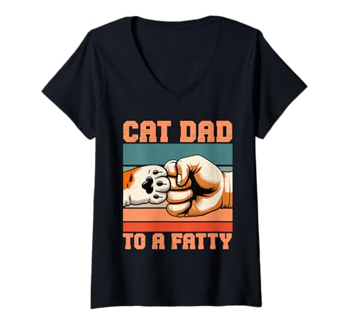 Damen Katze Papa Vater Katzenliebhaber Eltern Vatertag Papa Vaterschaft T-Shirt mit V-Ausschnitt Damen Katze Papa Vater Katzenliebhaber Eltern Vatertag Papa Vaterschaft T-Shirt mit V-Ausschnitt von Proud Cat Dad Loving Father Cat Owner Men Daddy