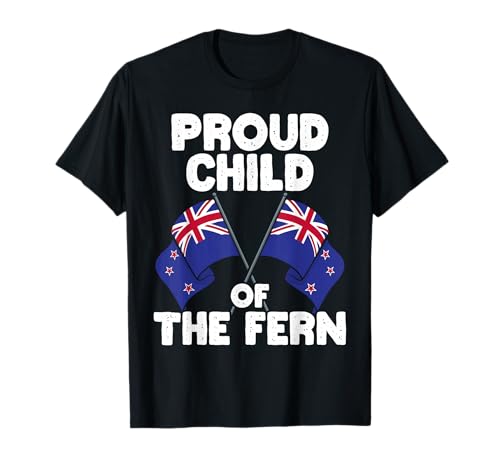 Stolzes Kind des Farns Neuseeland-Flaggen T-Shirt von Proud Child Fern New Zealand Flags