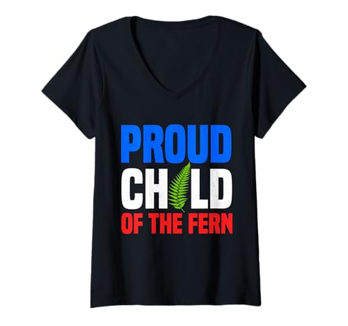 Damen Stolzes Kind des Farns, Neuseeland Silberfarn T-Shirt mit V-Ausschnitt Damen Stolzes Kind des Farns, Neuseeland Silberfarn T-Shirt mit V-Ausschnitt von Proud Child Fern New Zealand Silverfern
