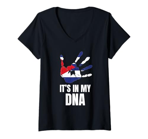Damen Kuba in meiner DNA Kubanisches Kulturerbe T-Shirt mit V-Ausschnitt Damen Kuba in meiner DNA Kubanisches Kulturerbe T-Shirt mit V-Ausschnitt von Proud Cuban Roots Family