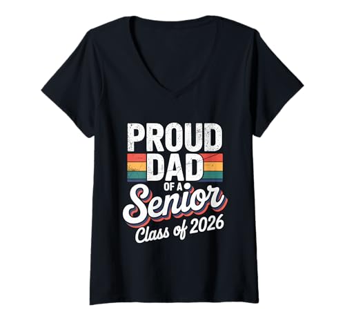 Damen Stolzer Vater eines Absolventen 2026 T-Shirt mit V-Ausschnitt von Proud Dad Of A 2026 Graduate