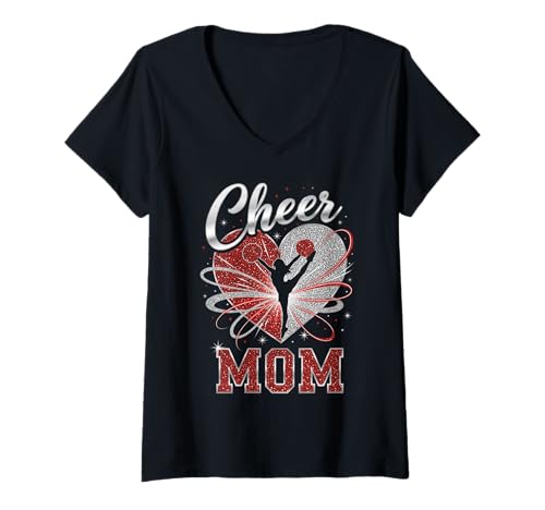 Damen Fußball Cheer Mom Cheerleader Sport Liebhaber für Frauen Mädchen T-Shirt mit V-Ausschnitt Damen Fußball Cheer Mom Cheerleader Sport Liebhaber für Frauen Mädchen T-Shirt mit V-Ausschnitt von Proud Gameday Spirit Cheer Mom Gear