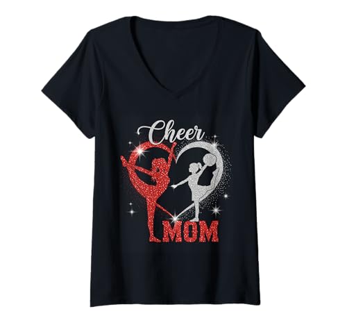 Damen Fußball Cheer Mom Cheerleader Sport Liebhaber für Mama Mädchen T-Shirt mit V-Ausschnitt Damen Fußball Cheer Mom Cheerleader Sport Liebhaber für Mama Mädchen T-Shirt mit V-Ausschnitt von Proud Gameday Spirit Cheer Mom Gear
