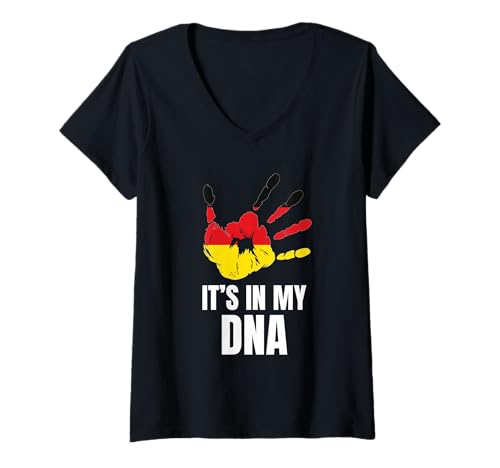 Damen Germany In My DNA Bayerisches Erbe Europa T-Shirt mit V-Ausschnitt von Proud German Roots Ancestry Family