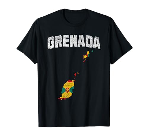 Grenada Flagge Karte Vintage Grenadian Pride Karibik Herren Damen T-Shirt von Proud Grenadian Designs Co.