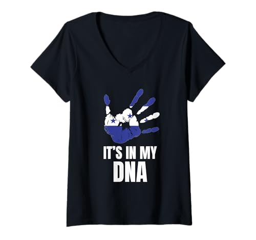 Damen Honduras in meiner DNA Zentralamerikanisches Erbe T-Shirt mit V-Ausschnitt von Proud Honduran Roots Family Nation