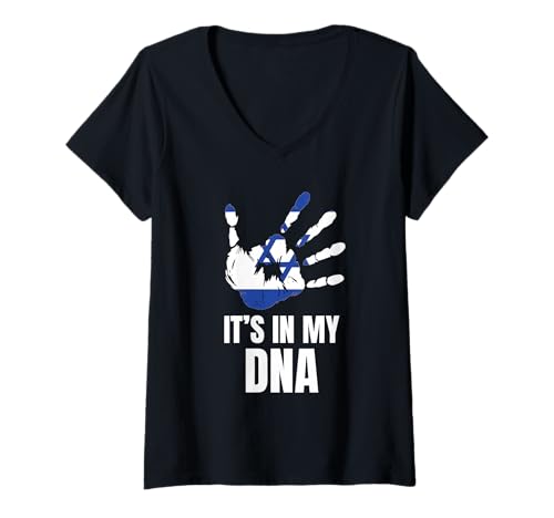 Damen Israel in meiner DNA — Heimat des jüdischen Erbes T-Shirt mit V-Ausschnitt Damen Israel in meiner DNA — Heimat des jüdischen Erbes T-Shirt mit V-Ausschnitt von Proud Israeli Roots Family