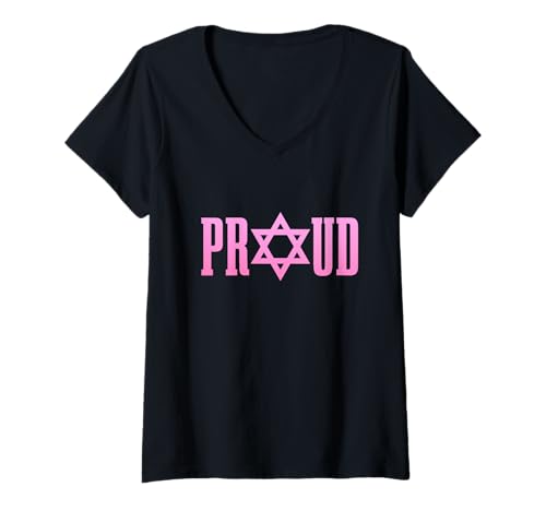 Damen Jude Israel Israelische Flagge Hebräisch Israelit Jüdisch T-Shirt mit V-Ausschnitt von Proud Jew - Jewish Pride Co.