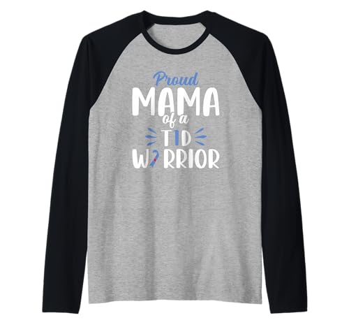 Mama, Typ-1-Diabetes-Bewusstsein, stolze Mama von einem T1D-Krieger Raglan Mama, Typ-1-Diabetes-Bewusstsein, stolze Mama von einem T1D-Krieger Raglan von Proud Mama Of A T1d Warrior