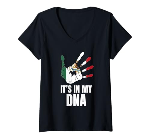 Damen Kulturreise nach Mexiko in meiner DNA T-Shirt mit V-Ausschnitt von Proud Mexican Roots Family