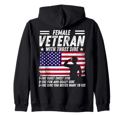 Weibliche Veteranin mit drei Seiten Frauen Veteran Mutter Oma Kapuzenjacke Weibliche Veteranin mit drei Seiten Frauen Veteran Mutter Oma Kapuzenjacke von Proud Military Veterans Woman