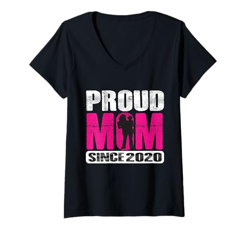 Damen Stolze Mutter Seit 2020 Stolze Mutter 2020 Mama 2020 Mutter 2020 T-Shirt mit V-Ausschnitt von Proud Mom Since 2020
