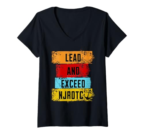 Damen Lead and Exceed NJROTC Cadet US Naval JROTC Militärstudent T-Shirt mit V-Ausschnitt Damen Lead and Exceed NJROTC Cadet US Naval JROTC Militärstudent T-Shirt mit V-Ausschnitt von Proud NJROTC Cadet & Instructor USA Junior ROTC