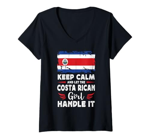 Damen Let The Costa Rican Girl Handle it Costa Rica Flag T-Shirt mit V-Ausschnitt Damen Let The Costa Rican Girl Handle it Costa Rica Flag T-Shirt mit V-Ausschnitt von Proud Nations Novelty Designs 4