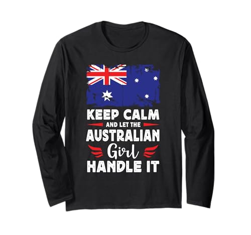 Let The Australian Girl Handle it Australia Flag Langarmshirt von Proud Nations Novelty Designs 4