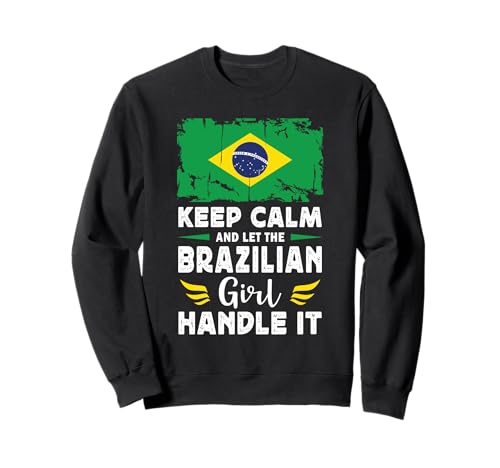 Let The Brazilian Girl Handle it Brazil Flag Sweatshirt Let The Brazilian Girl Handle it Brazil Flag Sweatshirt von Proud Nations Novelty Designs 4