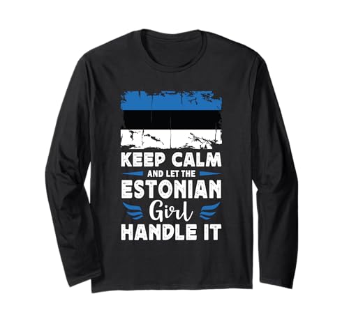Let The Estonian Girl Handle it Estonia Flag Langarmshirt Let The Estonian Girl Handle it Estonia Flag Langarmshirt von Proud Nations Novelty Designs 4