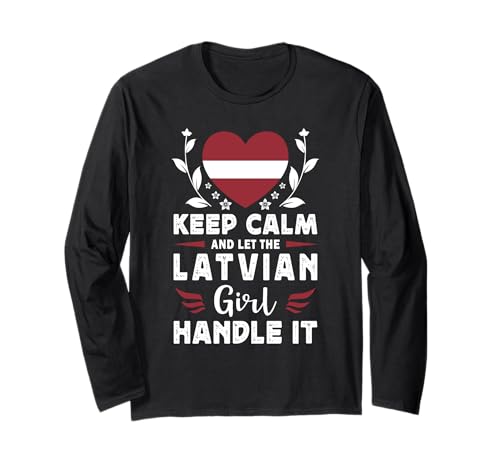 Let The Latvian Girl Handle it Latvia Flag Langarmshirt von Proud Nations Novelty Designs 4