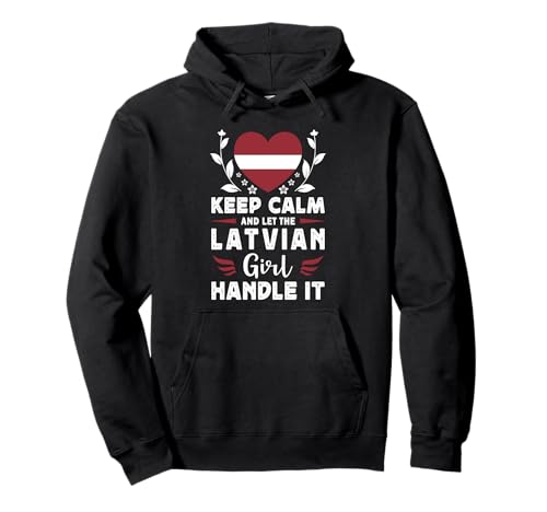 Let The Latvian Girl Handle it Latvia Flag Pullover Hoodie von Proud Nations Novelty Designs 4