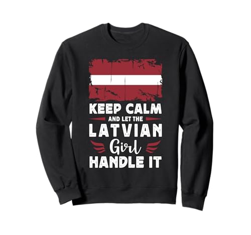 Let The Latvian Girl Handle it Latvia Flag Sweatshirt von Proud Nations Novelty Designs 4