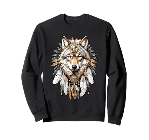 Indianer Wolf Feder Kopfschmuck Jäger Herren Damen Sweatshirt von Proud Native American Heritage Apparel