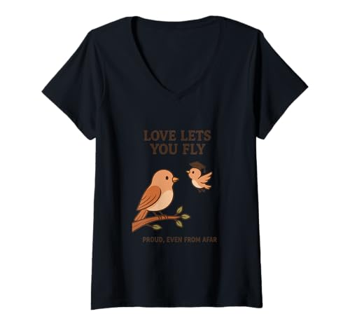 Damen Love Lets You Fly Abschlussgeschenk für Eltern Langstrecken T-Shirt mit V-Ausschnitt von Proud Parent Graduation Gifts