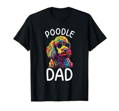 Pudel Dad Pop Art Design Herren Pudelliebhaber T-Shirt von Proud Poodle Dog Dad Designs
