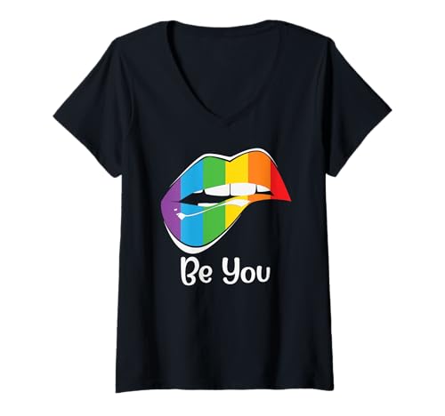 Damen Beyoutiful Rainbow Pride LGBT - LGBTQ Pride Month für Selbstliebe T-Shirt mit V-Ausschnitt von Proud Pulse Apparel.USA