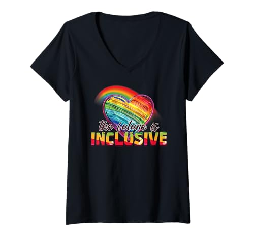 Damen Der Future Inclusive LGBT Pride - Gay Ally LGBTQ Pride Month T-Shirt mit V-Ausschnitt von Proud Pulse Apparel.USA