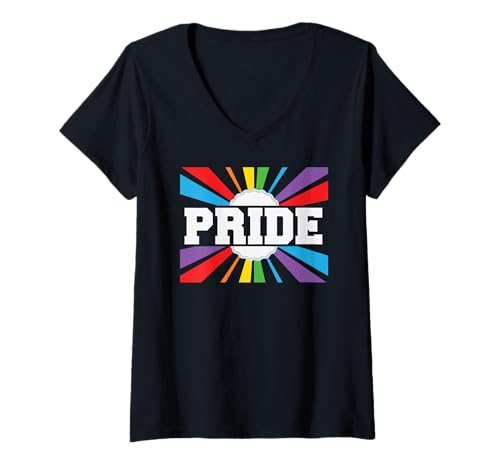 Damen Empowering Rainbow LGBT Pride - Gay Ally LGBTQ Pride Month T-Shirt mit V-Ausschnitt von Proud Pulse Apparel.USA